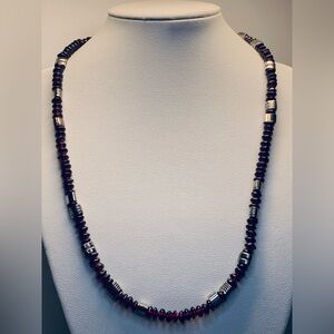 Silpada Rare VHTF Sterling Silver & Garnet Rondel Bead Necklace Sterling Accents
